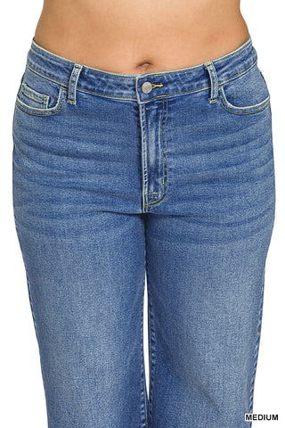 Medium Wash Wide Leg Jeans in Curvy