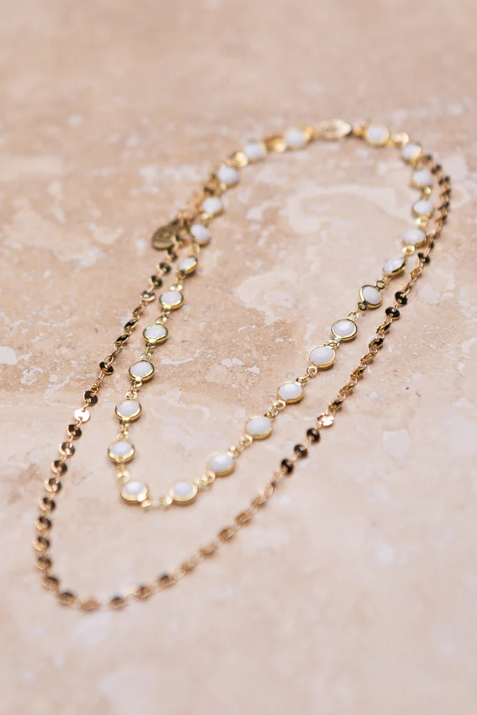Kadee Necklace in White and Gold