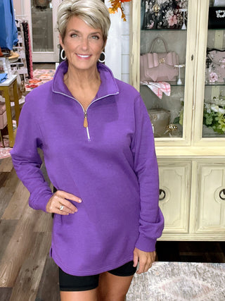 Miley Zipperd Pull Over In Purple or Red