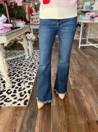 Raw Hem Flare Jeans