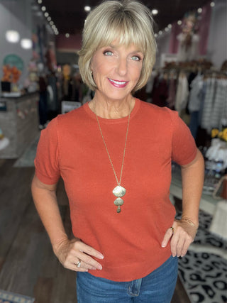 Soft and Girly Knit Top in Sangria or Pumpkin