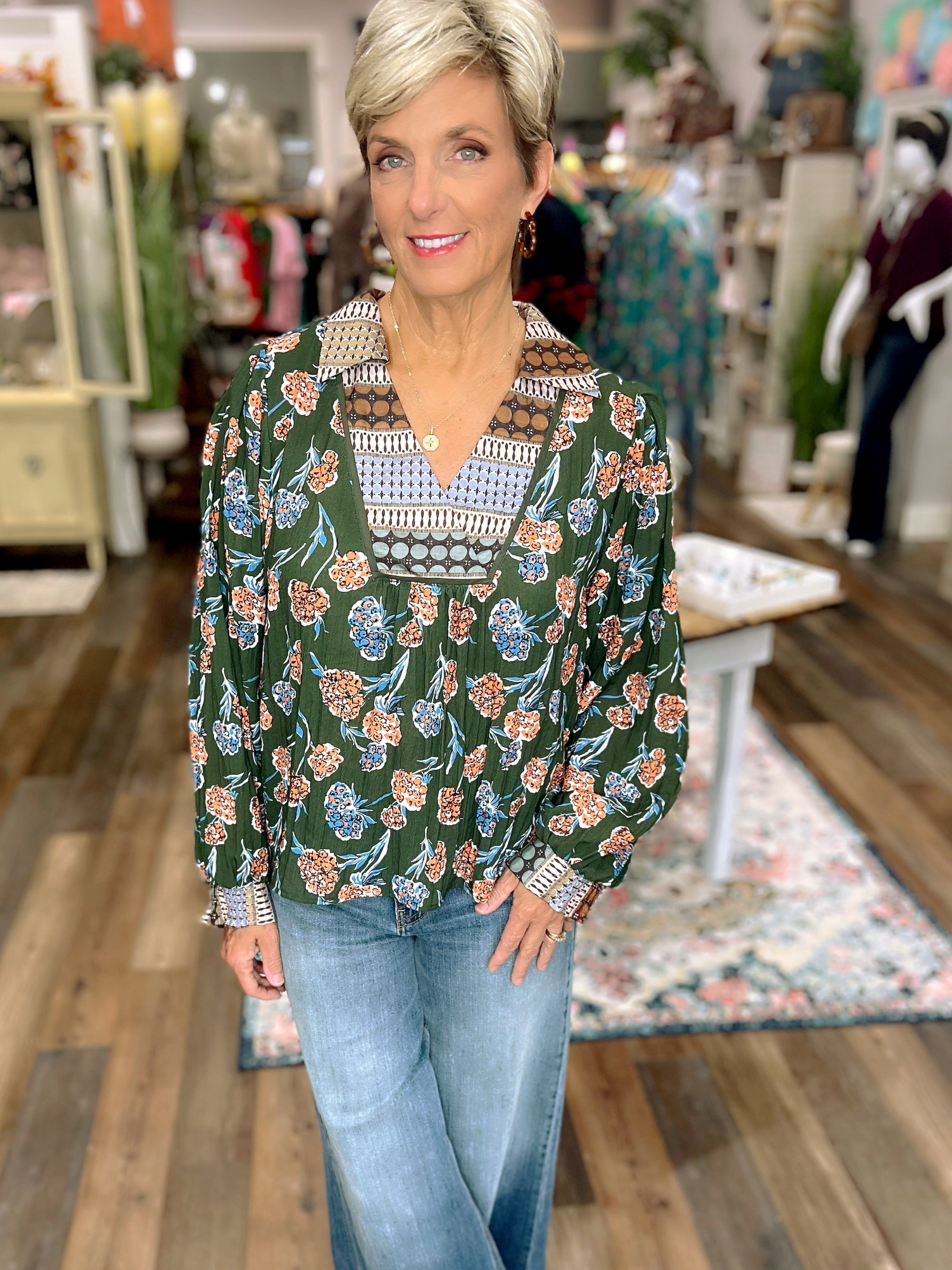 Floral Print Collar Blouse – Effortless Boho Charm