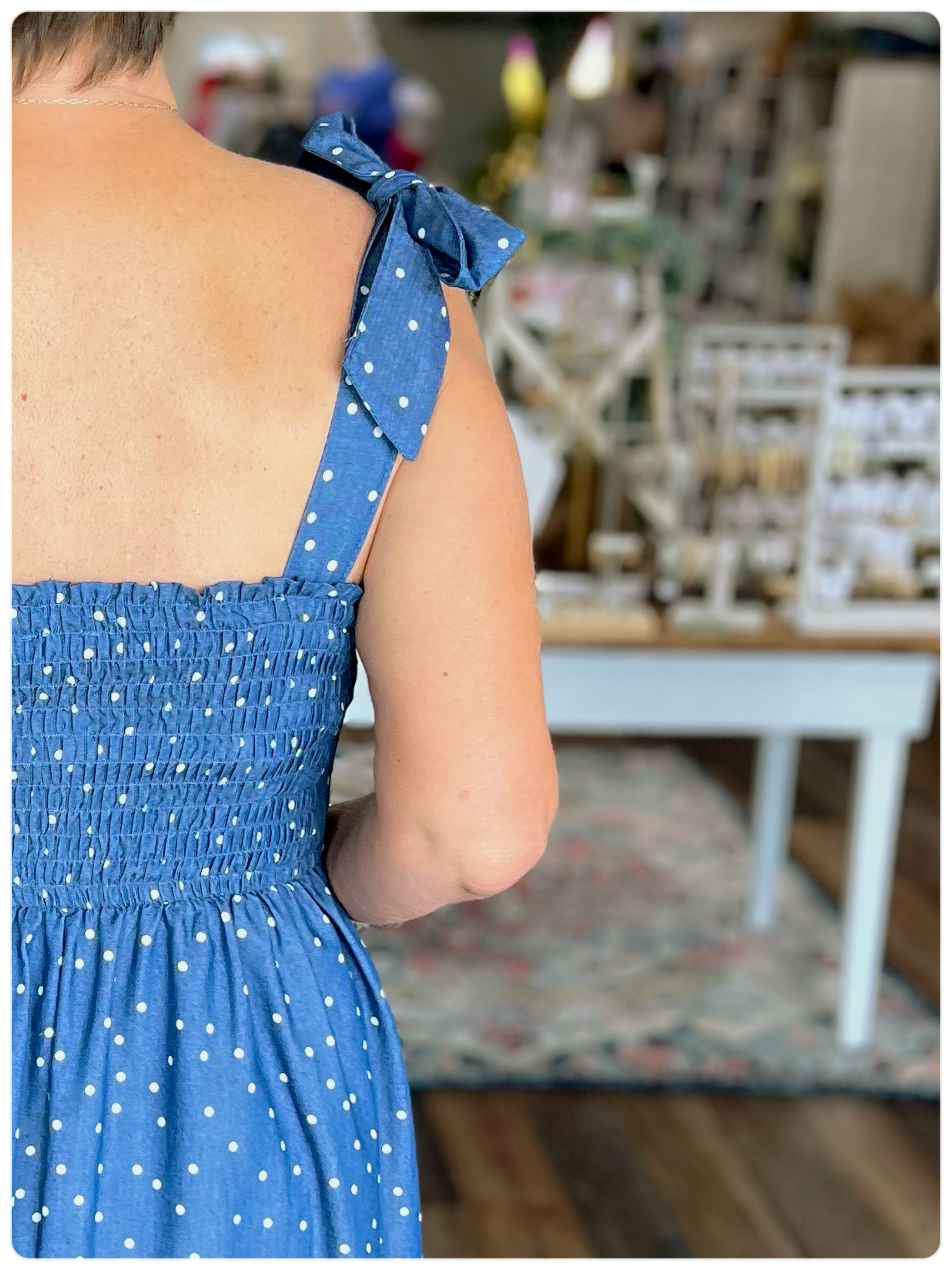 Polka Dot Denim Sundress
