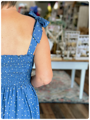 Polka Dot Denim Sundress