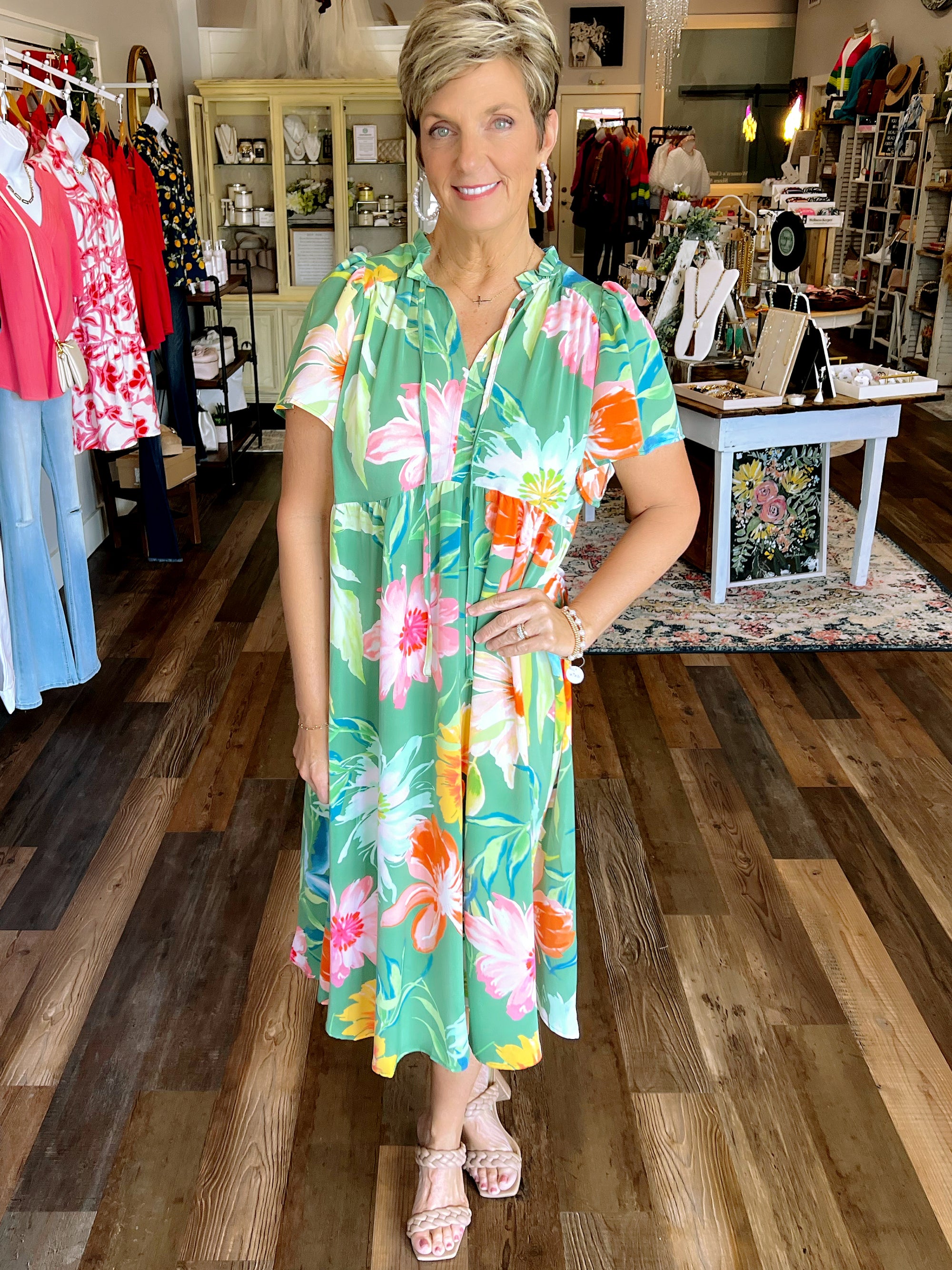 Sweet Florals of Spring Tie Front Dress