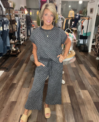 Charcoal Polka Dot Scuba Set