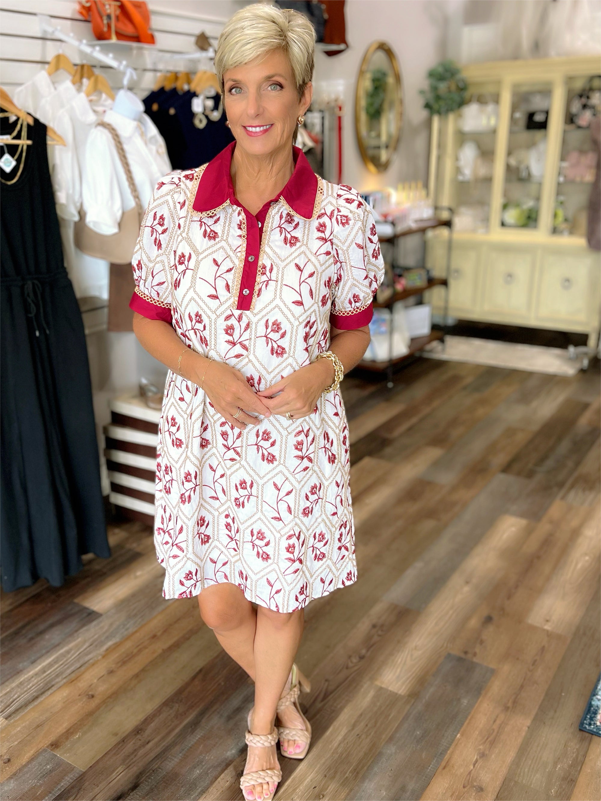 The Cottage Bloom Dress in Brick