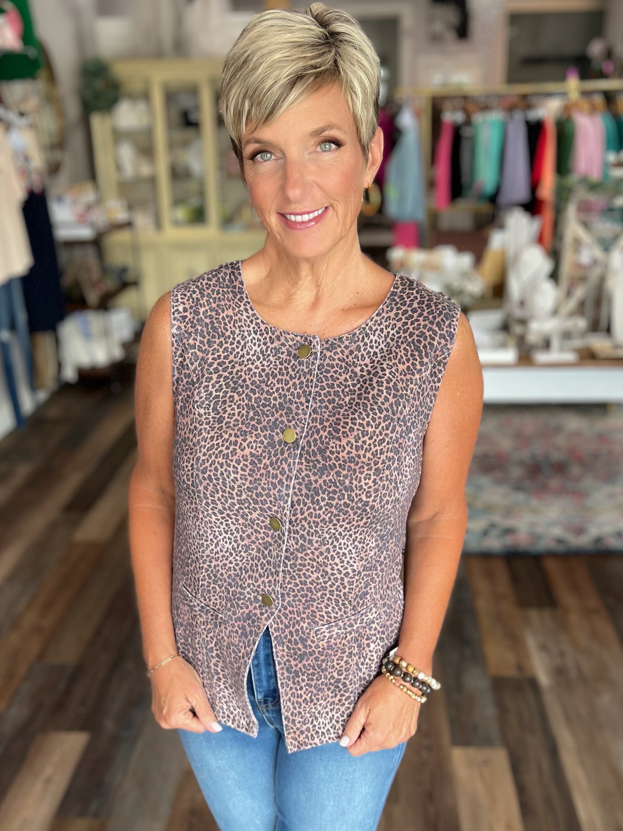 Animal Print Sleeveless Vest