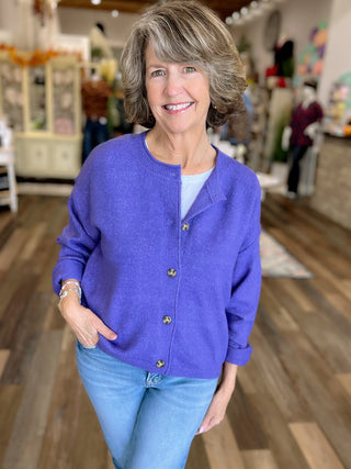 Relaxed Fit Button-Down Cardigan Sweater