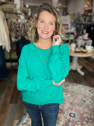 Color Crush Front Seam Sweater in Burnt Orange, Bright Blue, Aqua or Kelly Green