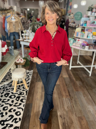 Luxe Details Blouse in Burgundy