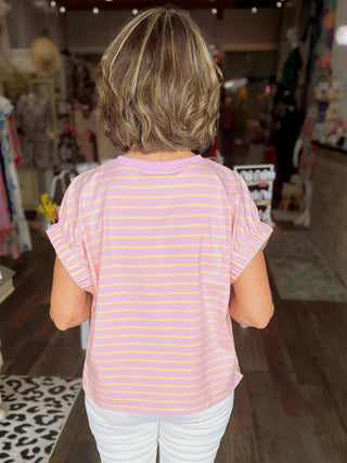 Pink Lemonade Stripe Tee