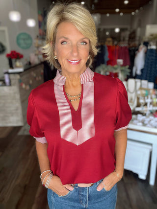 The Fine Line Top in Burgundy