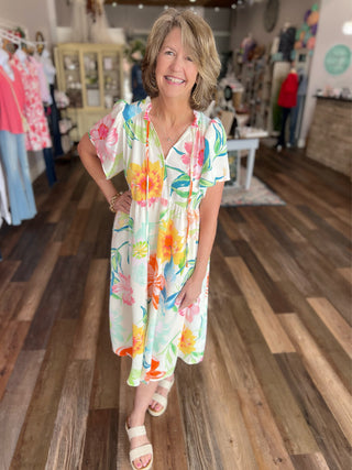 Sweet Florals of Spring Tie Front Dress