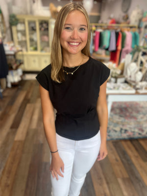 See You at Five Short Sleeve Top in Black