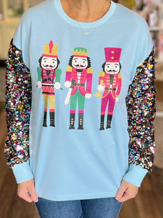 Nutcracker Sequin Sleeve Top