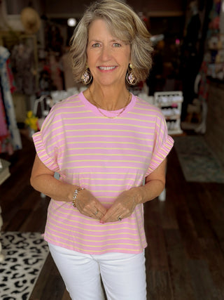 Pink Lemonade Stripe Tee