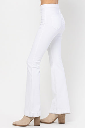 White Pull On Flare Jeans-RESTOCK!