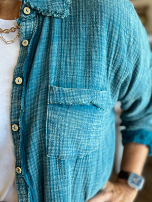 Washed Double Gauze Button Down Shirt