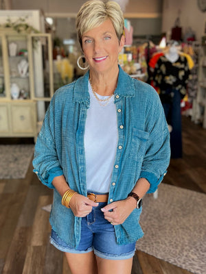Washed Double Gauze Button Down Shirt