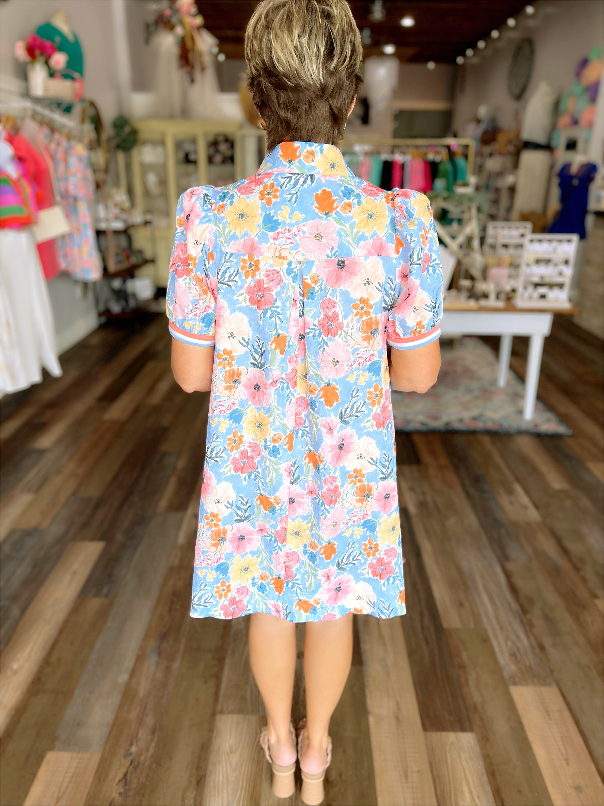 Fresh Flowers High Neck Dress in Curvy