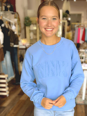 NNK Raggy Letter Tone on Tone Sweatshirt – Sand or Blue