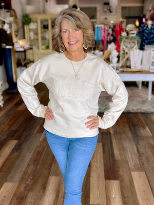 NNK Raggy Letter Tone on Tone Sweatshirt – Sand or Blue