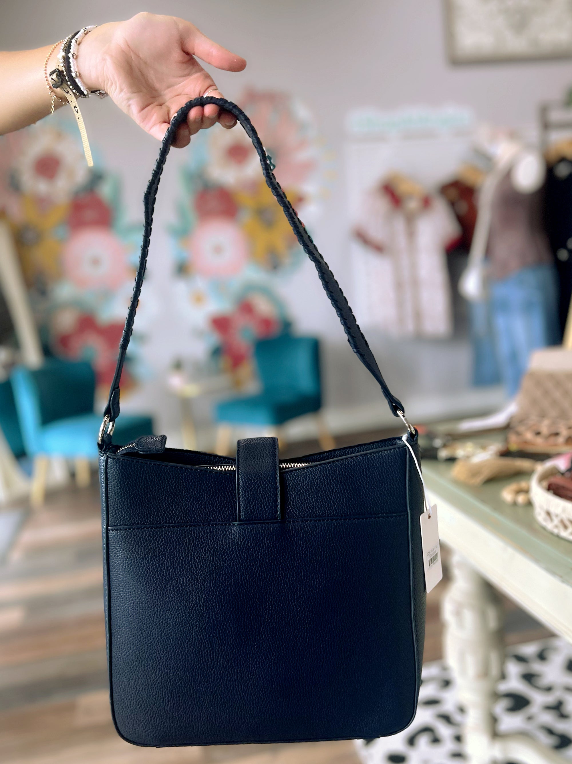 Lilibeth Whipstitch Flap Closure Shoulder Bag