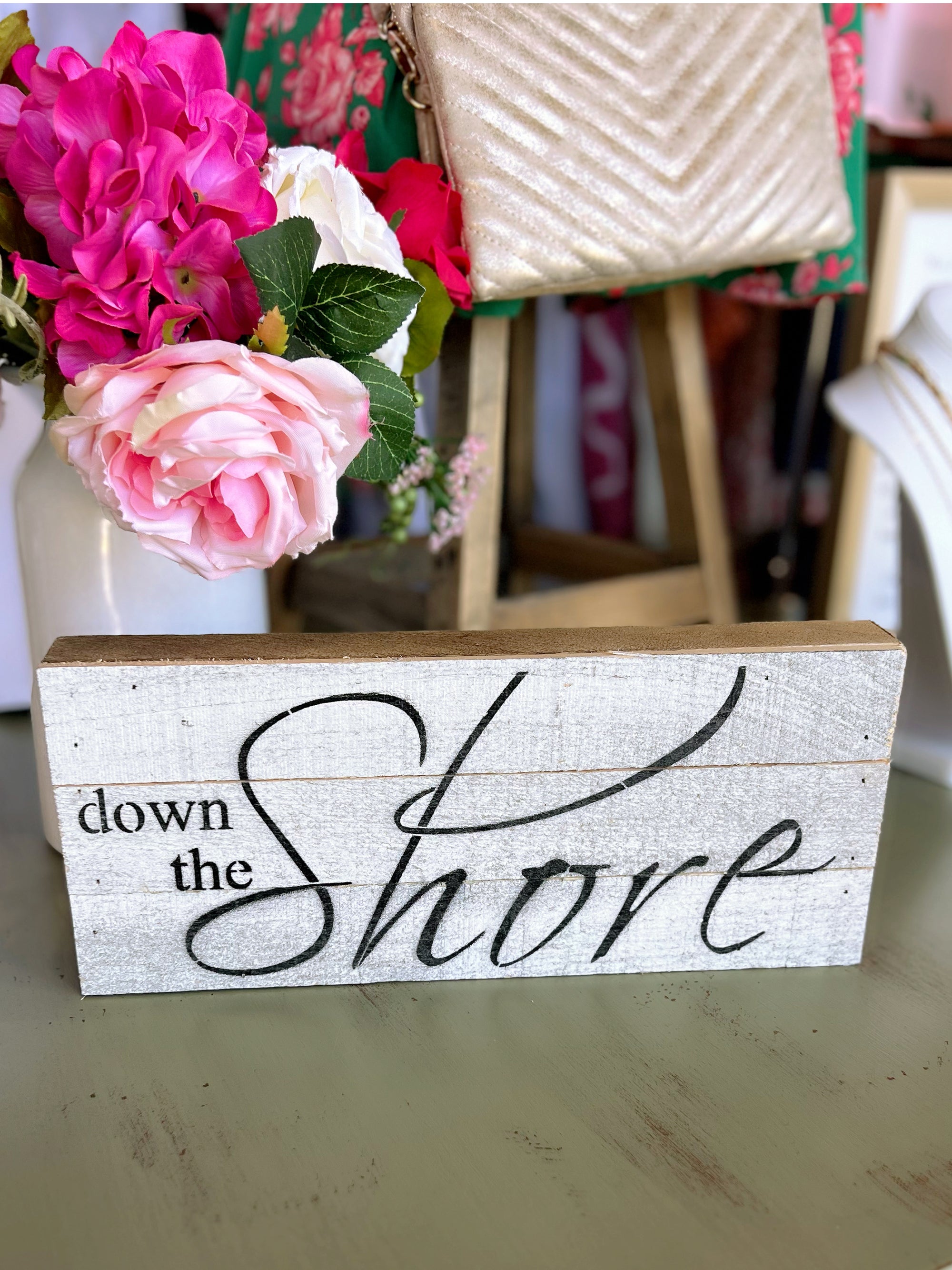 Down The Shore / 14″X6″ Reclaimed Wood Sign