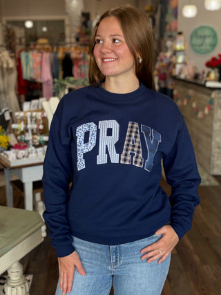 Navy Pray Christian Faith Sweatshirt 