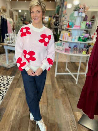Red Flower Cozy Sweater