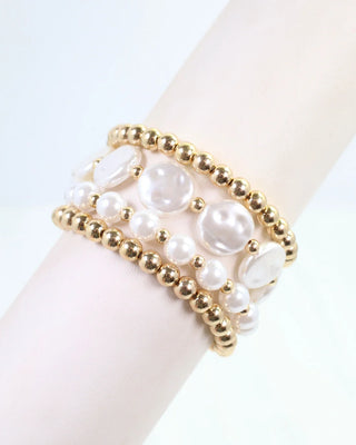 Cameron Gold and Pearl Beaded Bracelet Set