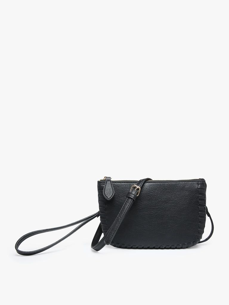 Bonnie Dual Compartment Whipstitch Crossbody in Black