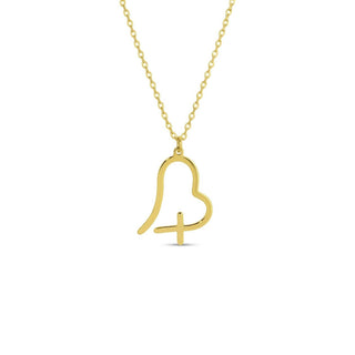 Everyday Free Form Heart with Cross Pendant Necklace