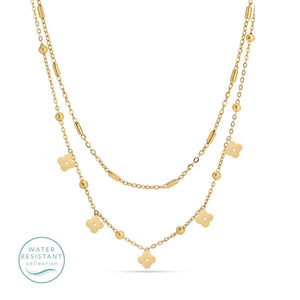 Multi Flower Layered Necklace -water resistant