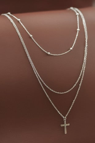 Non-Tarnish Stainless Steel Layered Cross Necklace