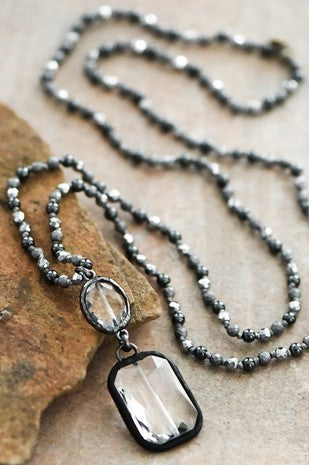 Clear Glass Crystal Pendant Necklace