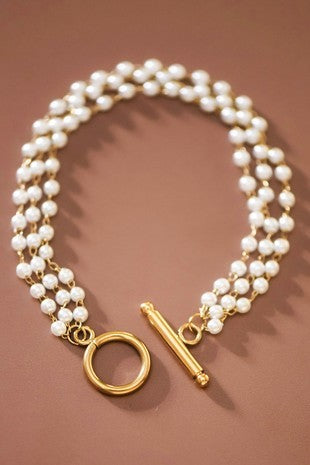 Non-Tarnish Stainless Steel Pearl Bracelet