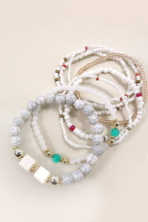 Seed Bead 8 Row Stretch Bracelet Set