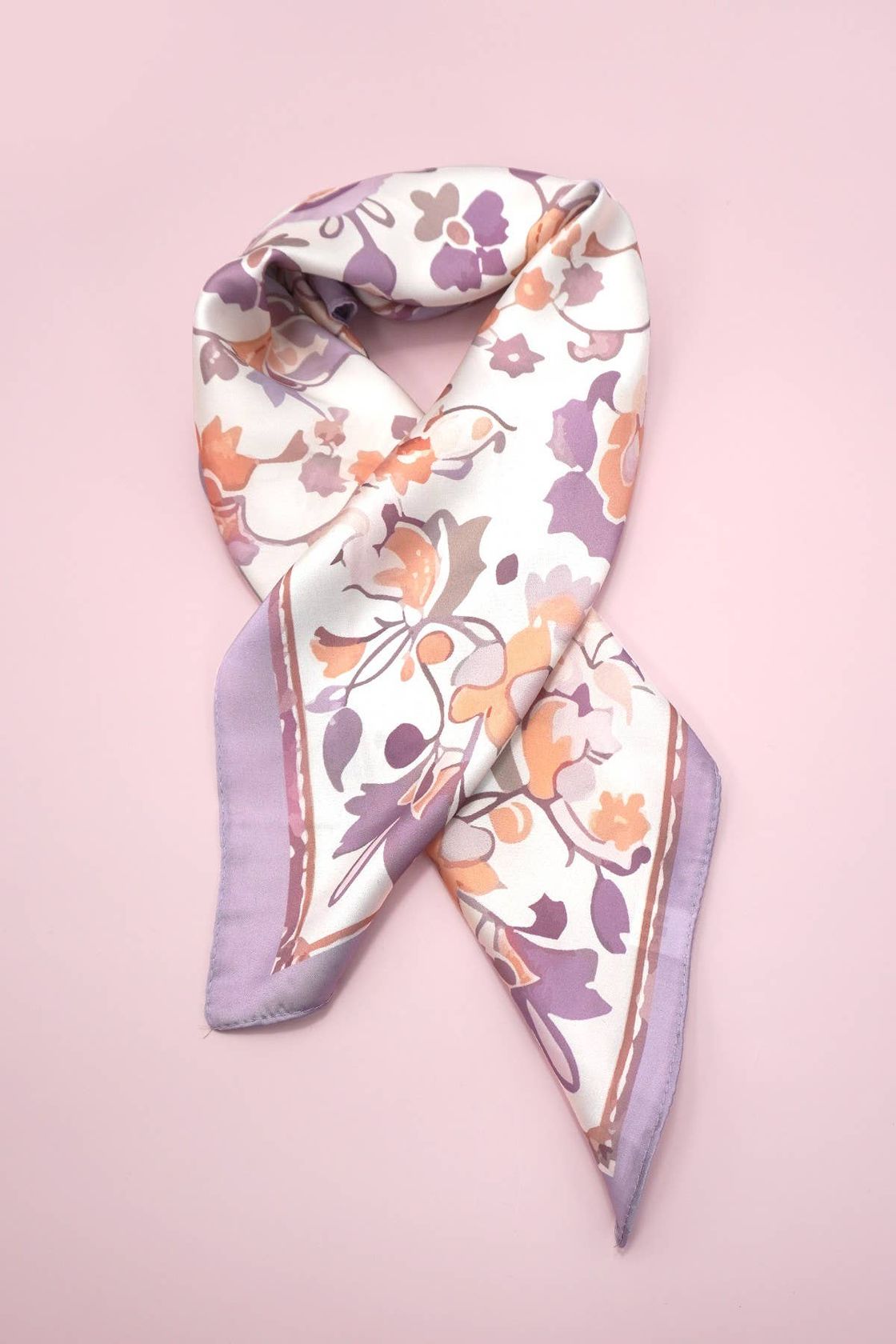 Lavender Traditional Print Silky Feel Bandana Scarf