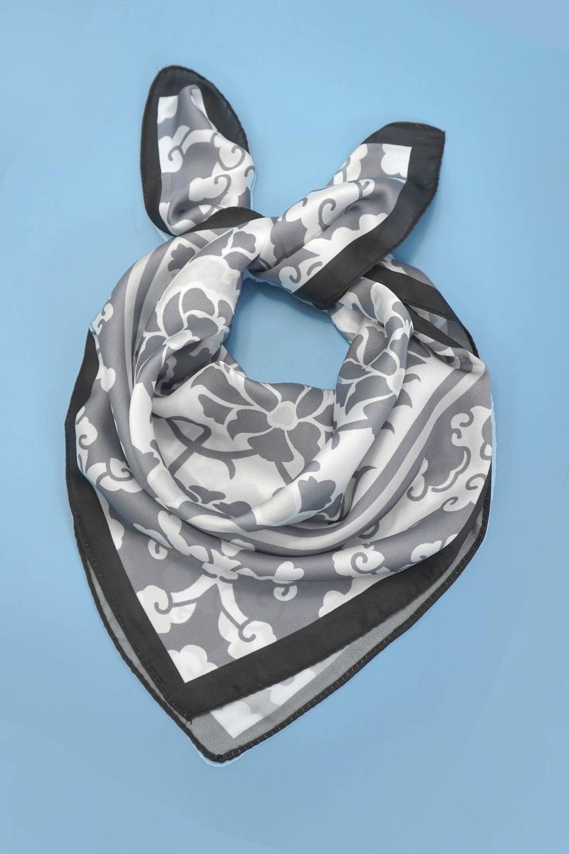 Susie Vintage Floral Print Silky Feel Bandana Scarf