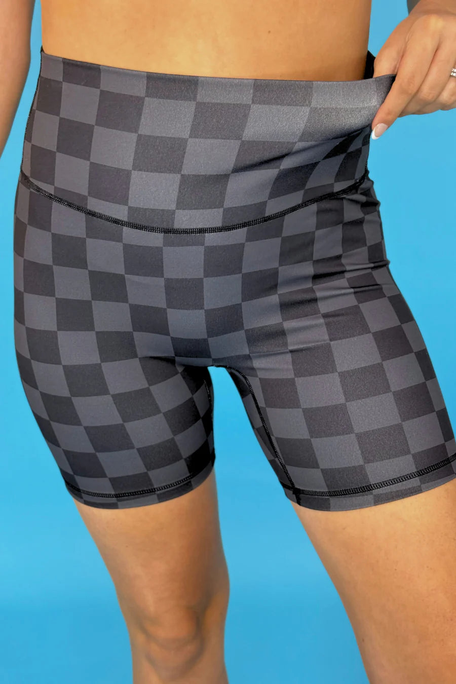 Checkered Biker Shorts Black/Gray