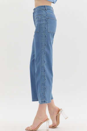 Scallop Side Seam Denim Pants