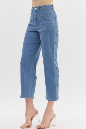 Scallop Side Seam Denim Pants