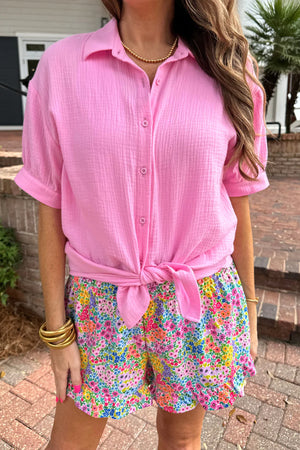 Sammi Gauze Top in White or Pink