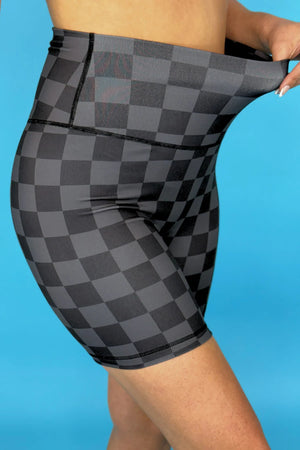 Checkered Biker Shorts Black/Gray
