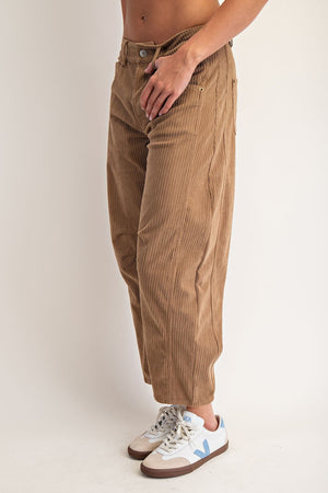 Corduroy Barrel Leg Pants in Coco