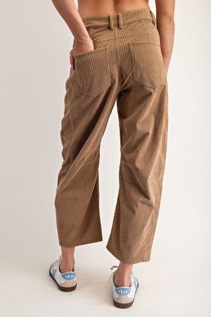 Corduroy Barrel Leg Pants in Coco