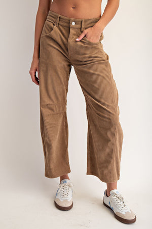 Corduroy Barrel Leg Pants in Coco