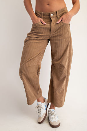 Corduroy Barrel Leg Pants in Coco
